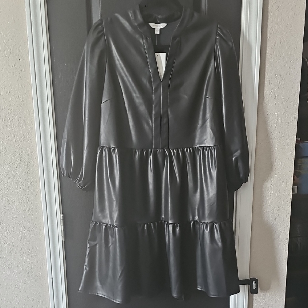 Black Faux Leather Dress